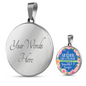 Mother Like Flower Lux Circle Charm Necklace with Optional Engraving