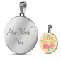 Queen of Tribe Yellow Lux Circle Charm Necklace with Optional Engraving