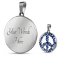 Peace Floral Lux Circle Charm Necklace with Optional Engraving