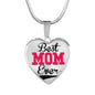 Best Mom Ever Heart Shaped Pendant Charm with Optional Engraving Area