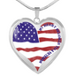 My Heart Belongs to a Veteran Heart Pendant Necklace with Optional Engraving