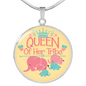Queen of Tribe Yellow Lux Circle Charm Necklace with Optional Engraving