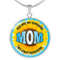 Mom Sunshine Lux Circle Charm Necklace with Optional Engraving