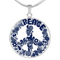 Peace Floral Lux Circle Charm Necklace with Optional Engraving