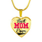 Best Mom Ever Heart Shaped Pendant Charm with Optional Engraving Area