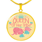 Queen of Tribe Yellow Lux Circle Charm Necklace with Optional Engraving
