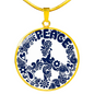Peace Floral Lux Circle Charm Necklace with Optional Engraving