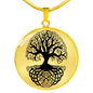 Tree of Life Deep Roots Lux Circle Charm Necklace with Optional Engraving