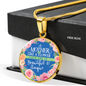 Mother Like Flower Lux Circle Charm Necklace with Optional Engraving