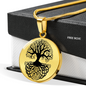 Tree of Life Deep Roots Lux Circle Charm Necklace with Optional Engraving