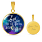 Mom Love to the Moon Lux Circle Charm Necklace with Optional Engraving