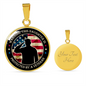 Daughter of Veteran Lux Circle Charm Necklace with Optional Engraving