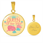 Queen of Tribe Yellow Lux Circle Charm Necklace with Optional Engraving
