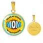 Mom Sunshine Lux Circle Charm Necklace with Optional Engraving