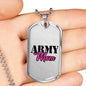 Army Mom Dog Tag Necklace with Engraving Option on Back