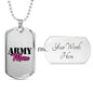 Army Mom Dog Tag Necklace with Engraving Option on Back