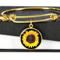 Painted Sunflower Circle Charm Bangle Bracelet with Optional Engraving