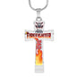 Proud Firefighter Dad Cross Necklace with Optional Engraving