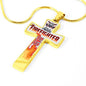 Proud Firefighter Dad Cross Necklace with Optional Engraving