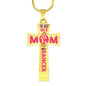 Dance Mom Pride Cross Necklace with Optional Engraving