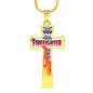 Proud Firefighter Dad Cross Necklace with Optional Engraving