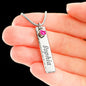 Birthstone Custom Engraved Name Necklace with Adjustable Chain
