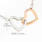 Interlocked Hearts 18k Rose Gold and Steel with CZ Accents