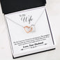 Interlocked Hearts 18k Rose Gold and Steel with CZ Accents - Husband to Wife Message - Complete Me