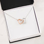 Interlocked Hearts 18k Rose Gold and Steel with CZ Accents