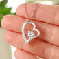 Forever In My Heart Pendant Necklace with CZ Accent - Husband to Wife - First Last Always - 14k White or 18k Yellow Gold Finish