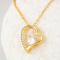 Forever In My Heart Pendant Necklace with CZ Accent - Husband to Wife - Heart to Heart - 14k White or 18k Yellow Gold Finish