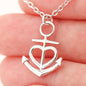 Friendship Anchor Heart Pendant Necklace Adjustable - Friend Message - Anchors and Wings