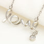 Love 3D Necklace with CZ Accent - To Wife Message - First Last Always - Surgical Steel or 18K Gold Plate