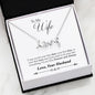 Love 3D Necklace with CZ Accent - To Wife Message - First Last Always - Surgical Steel or 18K Gold Plate