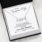Love 3D Script Necklace with CZ Accent - Message to Wife - Last Breath - Surgical Steel or 18K Gold Plate