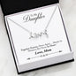 Love 3D Necklace with CZ Accent - Mother to Daughter Message - Forever - Surgical Steel or 18K Gold Plate