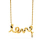 Love 3D Necklace with CZ Accent - To Wife Message - First Last Always - Surgical Steel or 18K Gold Plate