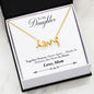 Love 3D Necklace with CZ Accent - Mother to Daughter Message - Forever - Surgical Steel or 18K Gold Plate