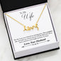 Love 3D Necklace with CZ Accent - To Wife Message - Complete Me - Surgical Steel or 18K Gold Plate