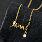 Love 3D Script Necklace with CZ Accent - Surgical Steel or 18K Gold Plate