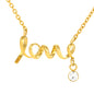 Love 3D Script Necklace with CZ Accent - Surgical Steel or 18K Gold Plate