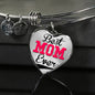 Best Mom Ever Heart Shaped Pendant Charm with Optional Engraving Area