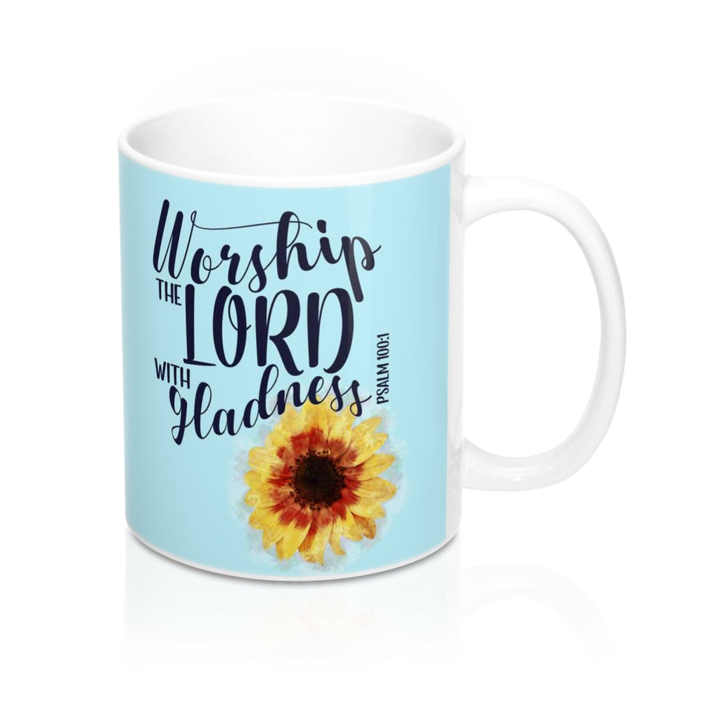 Psalm 100:1 Worship Sunflower Mug 11oz
