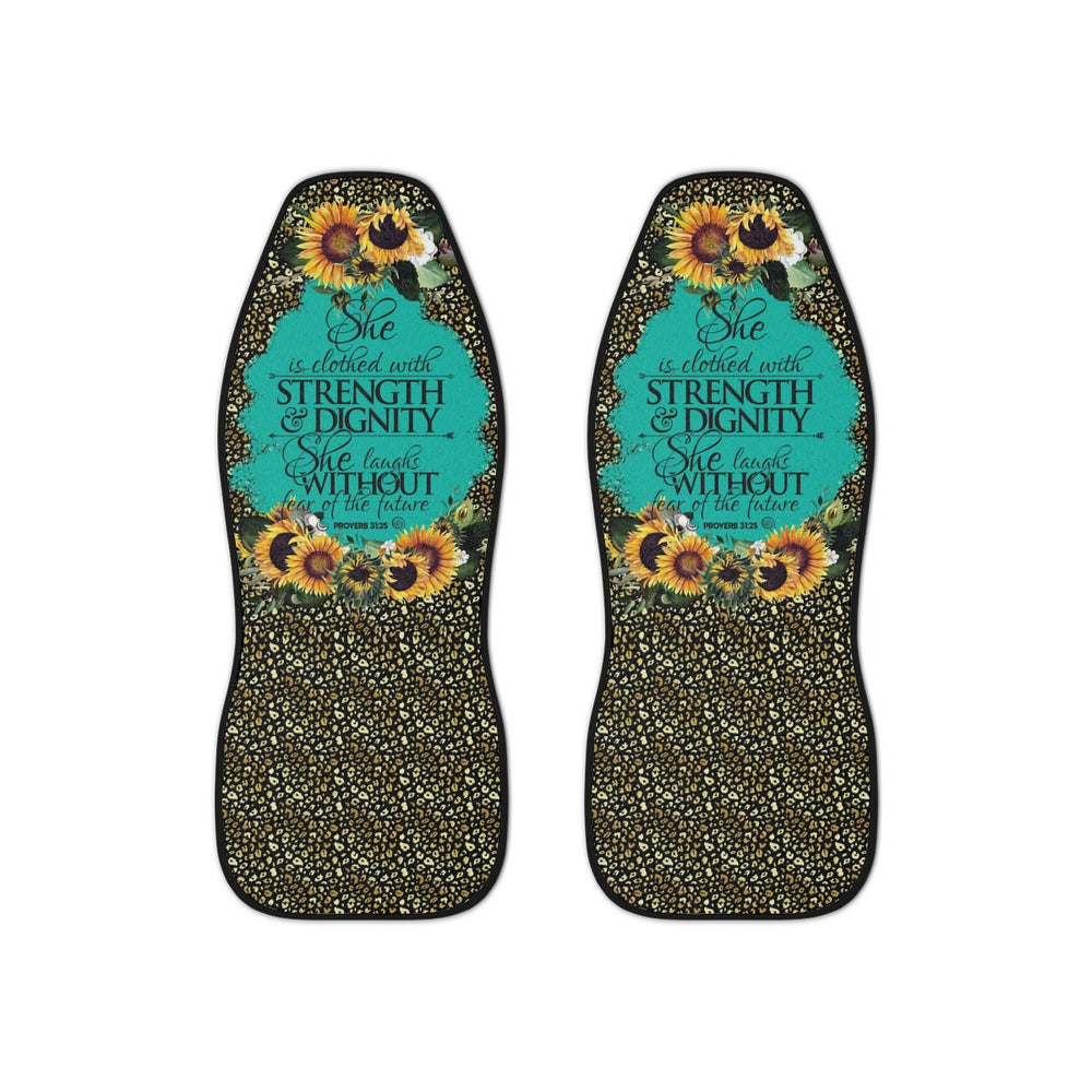 Proverb 31 Car Seat Covers for Woman She is Clothed With Strength And Dignity Christian Sunflower Leopard Teal Protective Durable