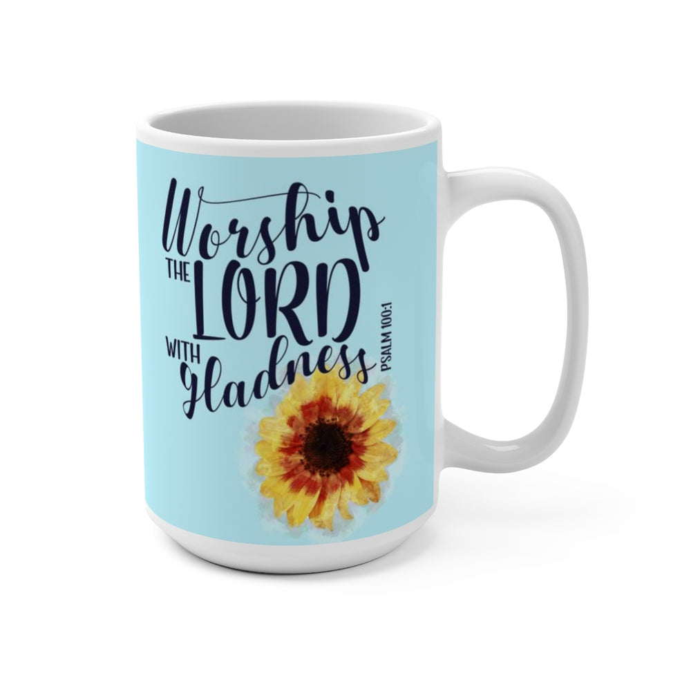 Psalm 100:1 Worship Sunflower Mug 15oz